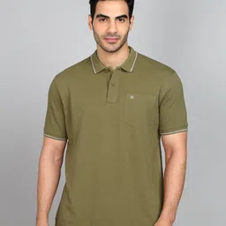 Men Solid Polo Neck Pure Cotton Green T-Shirt-image-13