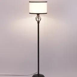 new era Basic Iron Floor Lamp with Cotton Shade (Black & Multicolor) image 4