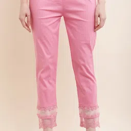 aasma creatives Women Regular Fit Pink Cotton Blend Trousers image 1