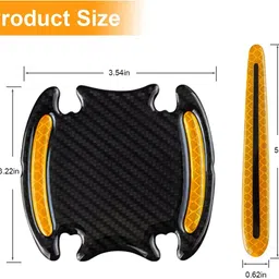 colorsole Yellow Car Door Bowl Protection 8PCS Reflective Carbon Fiber Stickers Car Reflector Light image 2