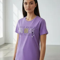 tinyart Women Graphic Print Round Neck Pure Cotton Multicolor T-Shirt image 1