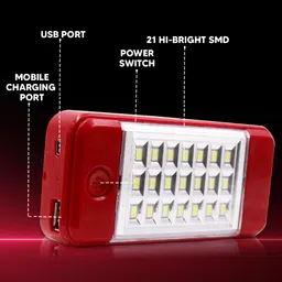 mjswari 21 SMD HI-BRIGHT RECHARABLE SOLAR EMERGENCY WITH POWER BANK 5 hrs Lantern Emergency Light image 4