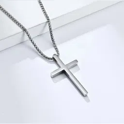 ruhi collection Christmas Gift Lord Jesus Christ Crucifix Cross Locket with Chain for Men/Boy Titanium Stainless Steel Locket image 2