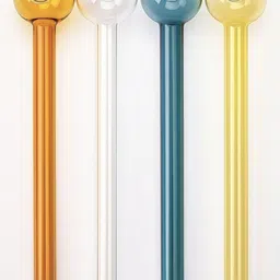 agnix Outside Fitting Hookah Mouth Tip Borosilicate Glass Pipe 6" (Multicolor 4 Pcs) Borosilicate Glass Outside Fitting Hookah Mouth Tip image 1