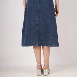 aksha creation Women Self Design Flared Dark Blue Skirt image 2