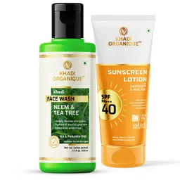 Khadi Organique Neem Tea Tree Face Wash with SPF-40 Suncreen Lotion 310ml-picture-10