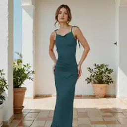 Shein Party Tie-Up Spaghetti Strap Ruched Backless Bodycon Dress-picture-45