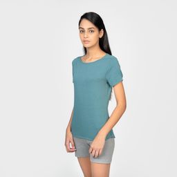 domyos Stretchy Boat Neck Cotton Fitness T-Shirt - Frozen Cedar-picture-42