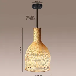 habereindia Conical Handmade Bamboo Pendant Hanging Light (Beige) image 3
