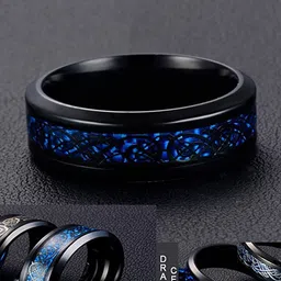 KRYSTALZ Unisex Set Of 2 Dragon-patterned Stainless Steel Band Rings-picture-46