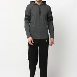 mack jonney Vimal Jonney Men Grey & Black Pure Cotton Tracksuit-picture-23