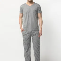mack jonney VIMAL JONNEY Men Grey & Blue Night Suit-picture-37