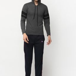 mack jonney VIMAL JONNEY Men Charcoal Grey Cotton Blend Track Suit-picture-29