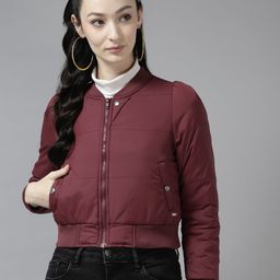 u.s. polo assn. women U S Polo Assn Women Maroon Solid Padded Jacket-picture-19