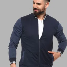Campus Sutra Men Blue Colourblocked Windcheater Outdoor Sporty Jacket-picture-35
