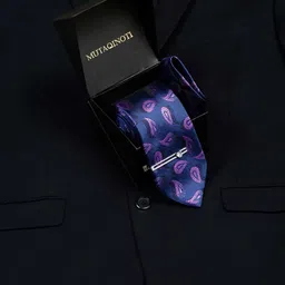 MUTAQINOTI Men Woven Design Micro Silk Necktie Accessory Gift Set-image-30