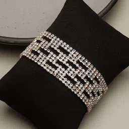 SOHI Women Gold-Toned & White Gold-Plated Wraparound Bracelet image 1