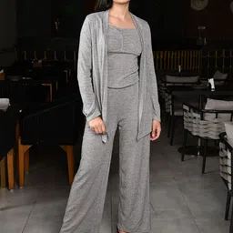 ODETTE Shoulder Strap Neck Top And Shrug With Trousers Co-Ords-image-61