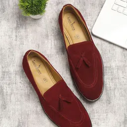 LOUIS STITCH Men Red Suede Lightweight Loafers-picture-20