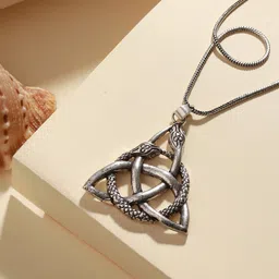Priyaasi Men Silver-Plated Snake Triad Pendant Wth Chain-picture-33