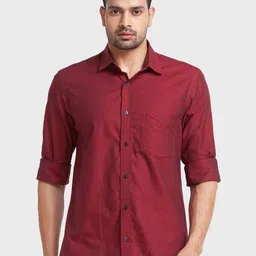 ColorPlus Men Red Tailored Fit Casual Shirt-image-0