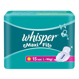 Whisper Maxi Fit Large Wings Sanitary Pads - 15 Pcs image 1