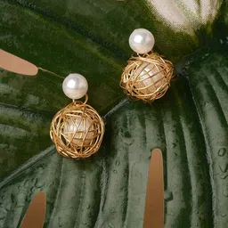 Krelin Gold-Plated Beads Beaded Circular Drop Earrings-picture-34