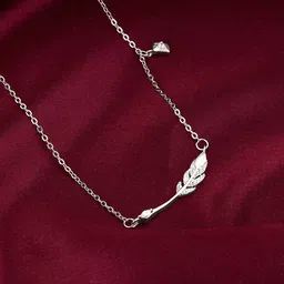 GIVA 925 Sterling Silver Rhodium-Plated Stones Studded Quill Design Necklace image 1