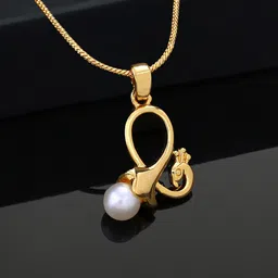 Estele Gold-Plated Pearl-Studded Pendant With Chain-image-39