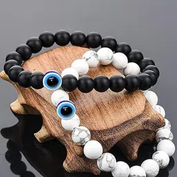 DN Creation Set Of 2 Beaded Brass Elasticated Bracelet-picture-36