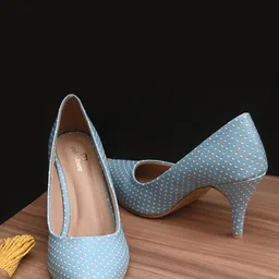 pelle albero Blue Embellished Kitten Pumps-picture-43