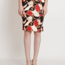 Popwings Women Abstract Printed Pencil Knee Length Skirt-picture-8