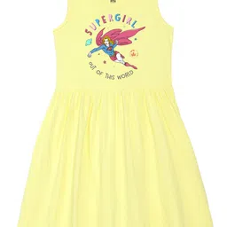 Wear Your Mind Girls Supergirl Printed Pure Cotton Fit & Flare Dress-picture-14