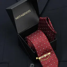 MUTAQINOTI Men Printed Silk Formal Accessory Gift Set-picture-28