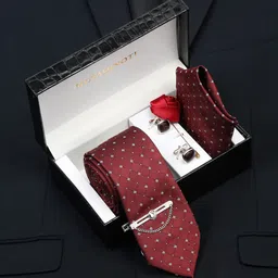 MUTAQINOTI Men Rosewood Silk Necktie Accessory Gift Set-image-16