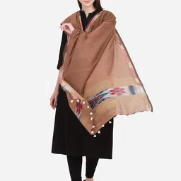 THE WEAVE TRAVELLER Bronze-Toned & Off White Woven Design Pure Cotton Dupatta-picture-38