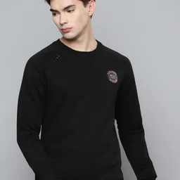 Alcis Men Black Solid Cotton Sweatshirt image 1