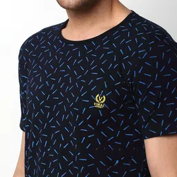 mack jonney VIMAL JONNEY Men Navy Blue & Grey Printed Night Suit image 4