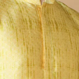 NAMASKAR Men Yellow Regular Pure Silk Kurta with Churidar image 4