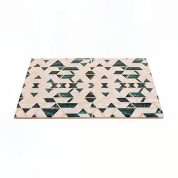 THE HOME CO. Green & Gold Toned Geometric Printed Rectangle Table Placemat image 2