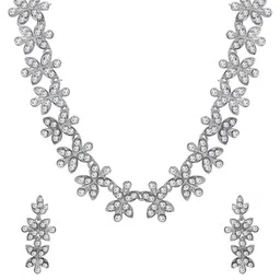 Sukkhi Rhodium-Plated Stone-Studded & Beaded Jewellery Set image 2