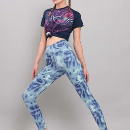 Technosport Women High-Rise Printed Antimicrobial Dri-Fit Sports Tights with a Side Pocket-picture-36