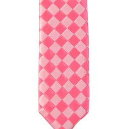 Alvaro Castagnino Men Pink & White Checked Broad Tie-image-20