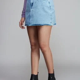 20Dresses Mini-Length Pure Cotton A-Line Denim Skirt image 5