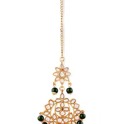 Ethnicking Gold-Plated Kundan-Studded & Beaded Jewellery Set image 3