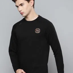 Alcis Men Black Solid Cotton Sweatshirt image 3