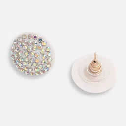 SOHI White & Silver-Toned Silver Plated Circular Studs Earrings image 3