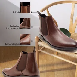 thomas crick Premium Leather Pull Tab Elasticated Side Cushioned Insole Chelsea Boots For Men image 4
