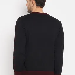 duke Men Self Design Round Neck Black Sweater image 2