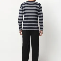 mack jonney Vimal Jonney Men Black Striped Cotton Blend Track Suit image 5